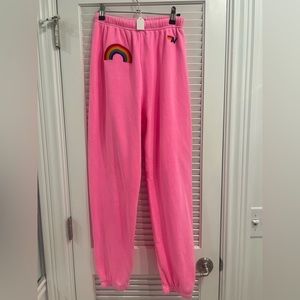 Aviator Nation Women’s Rainbow Embroidery Sweatpants Size Medium M